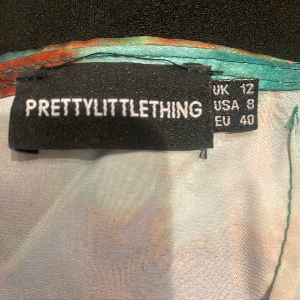 PRETTYLITTLETHING SATIN TEAL GREN BLUE SLEEVELESS COWL NECK MIDI DRESS SIZE 8 - Picture 7 of 8